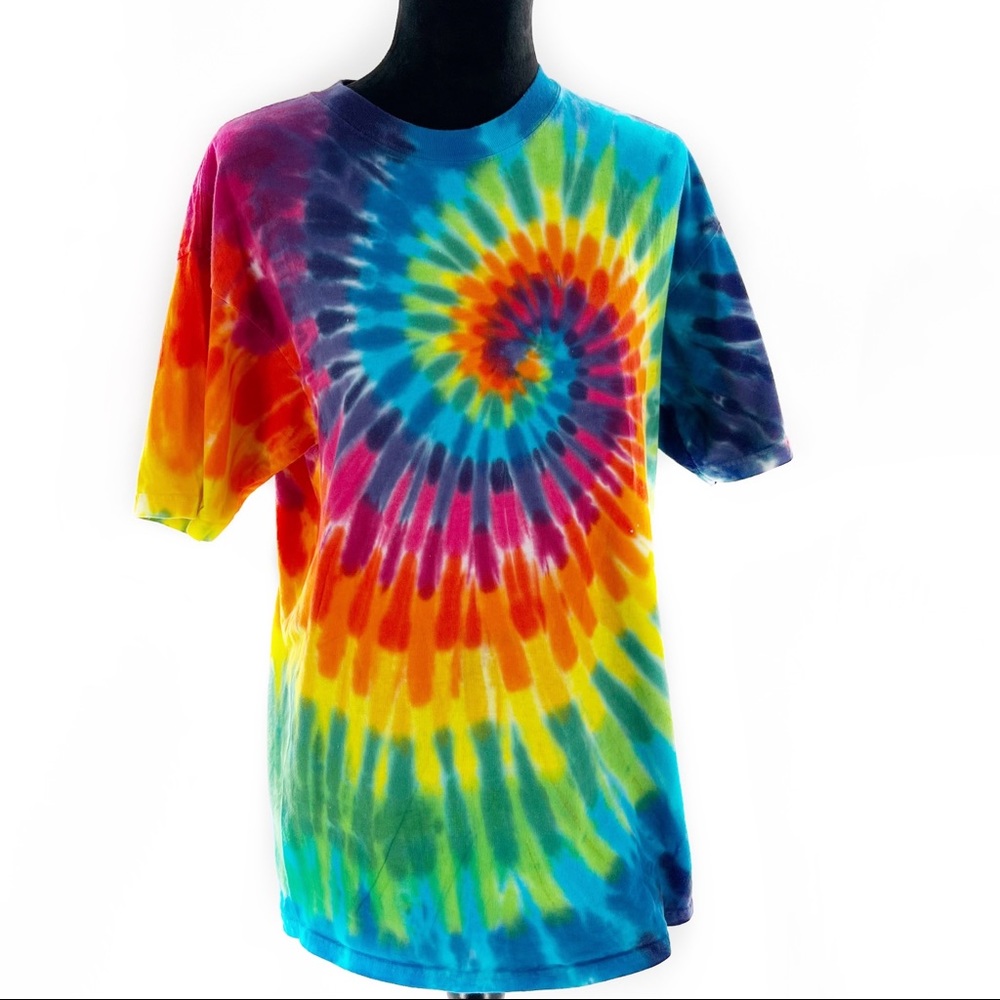 Sundog Productions Rainbow Swirl Tie-Dye T-Shirt Anvil Adult Unisex Size Large
